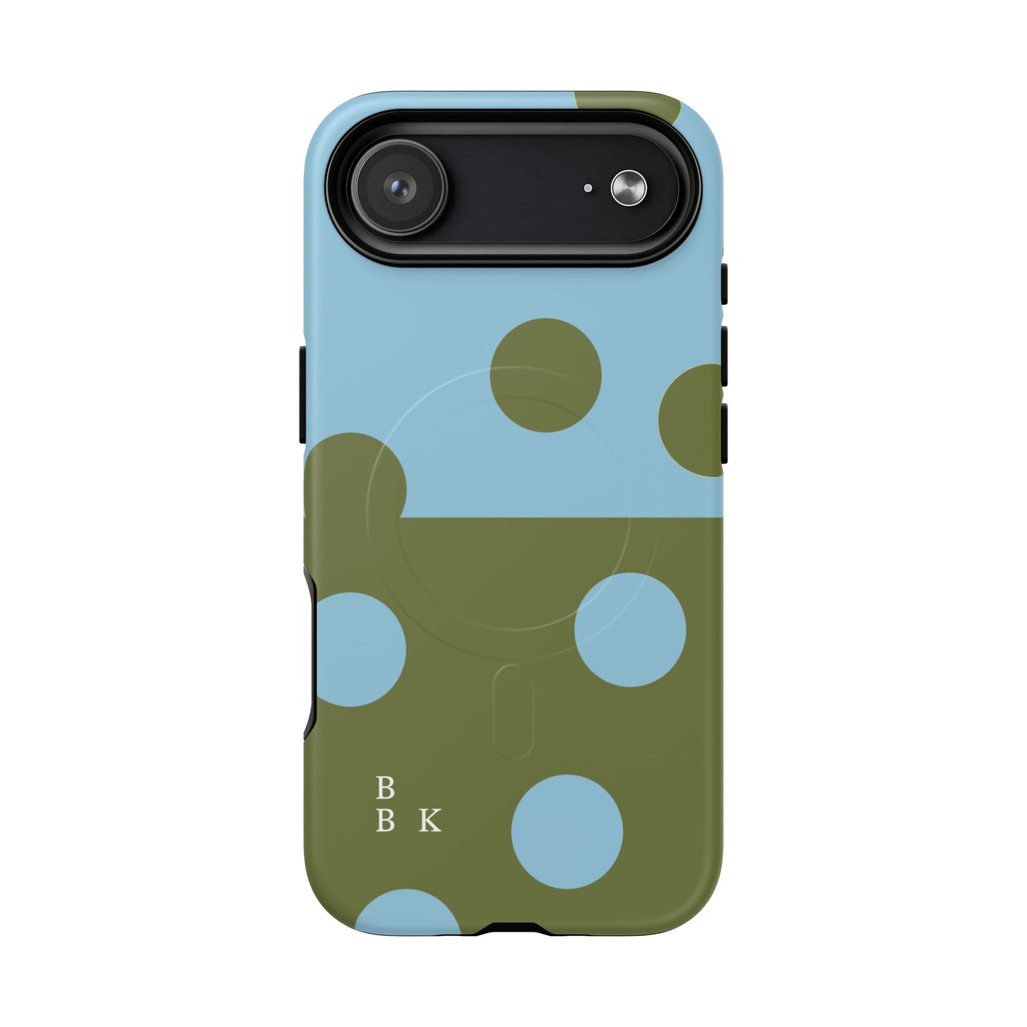 Polka Dot Magnetic Phone Case — Blue & Olive Protective Snap-On Cover