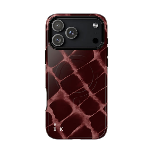 Magnetic Phone Case — Burgundy Marble Tough Protective Cover
