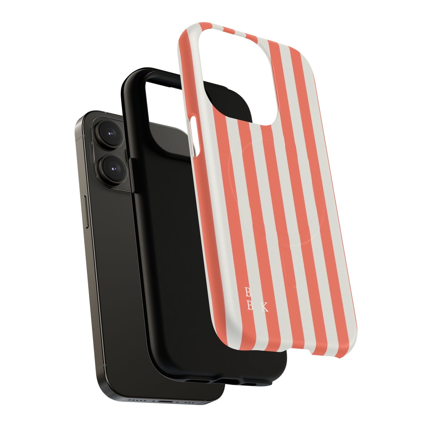 Striped Coral Magnetic Phone Case — Slim Protective Case with Vertical Red-White Stripes