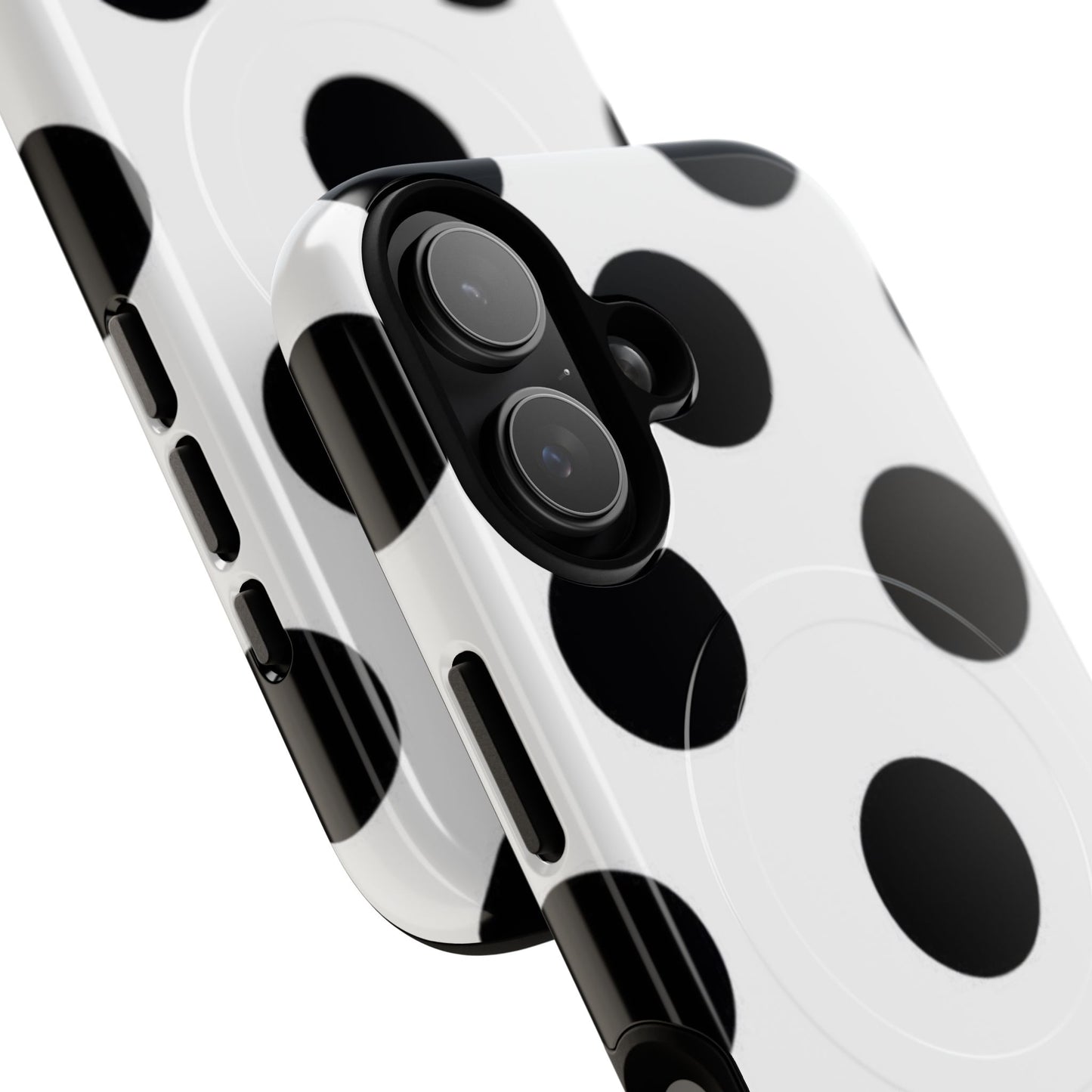 Polka Dot Magnetic Phone Case — Black & White Retro Dot Tough Case