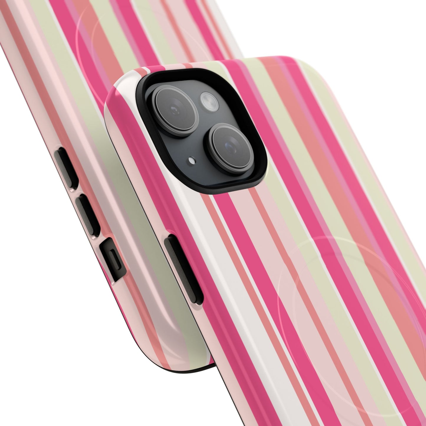 Magnetic Tough Case — Pink Striped Phone Cover (MagSafe Compatible)