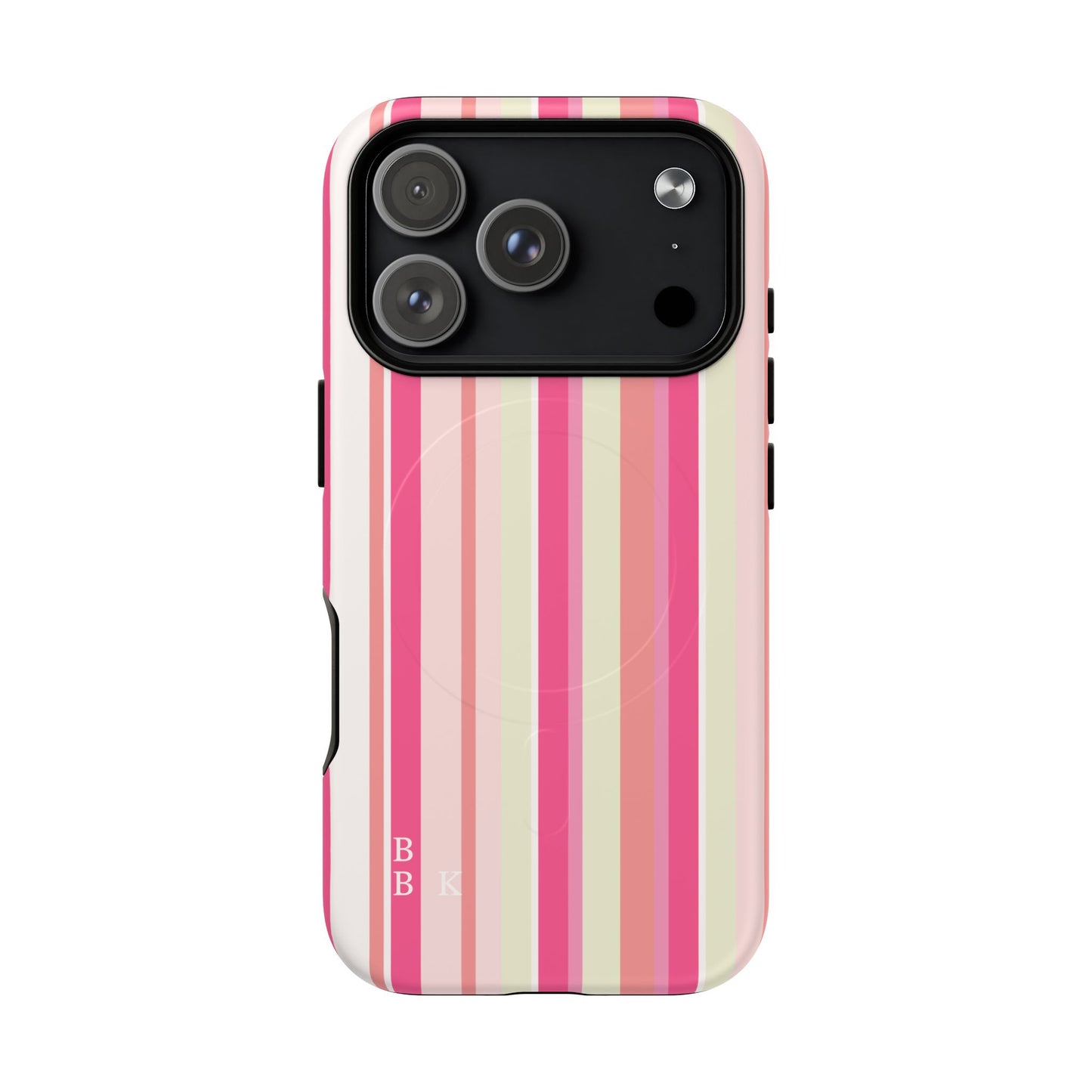 Magnetic Tough Case — Pink Striped Phone Cover (MagSafe Compatible)