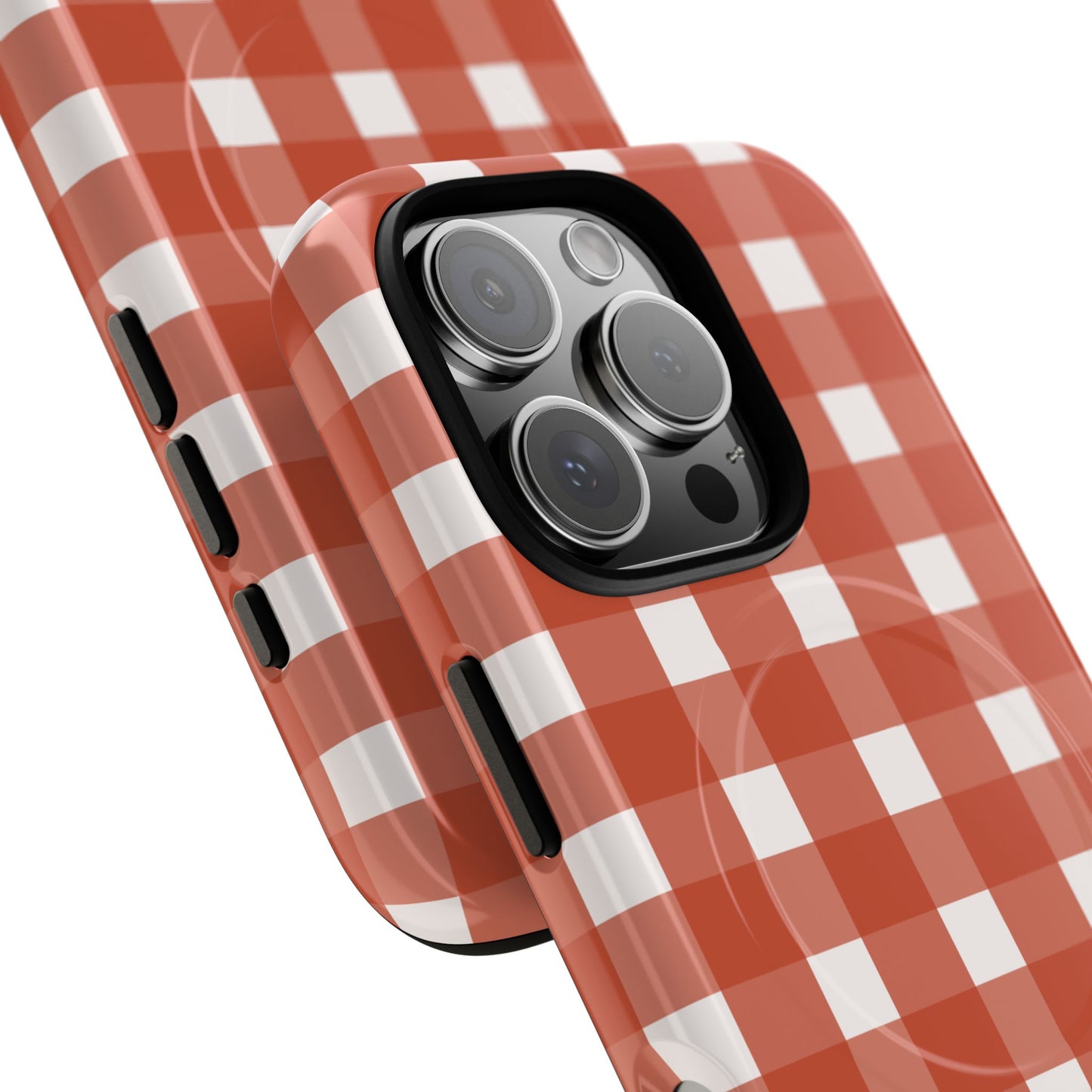 Burnt Orange Gingham Tough Magnetic Phone Case — Plaid Protective iPhone Cover