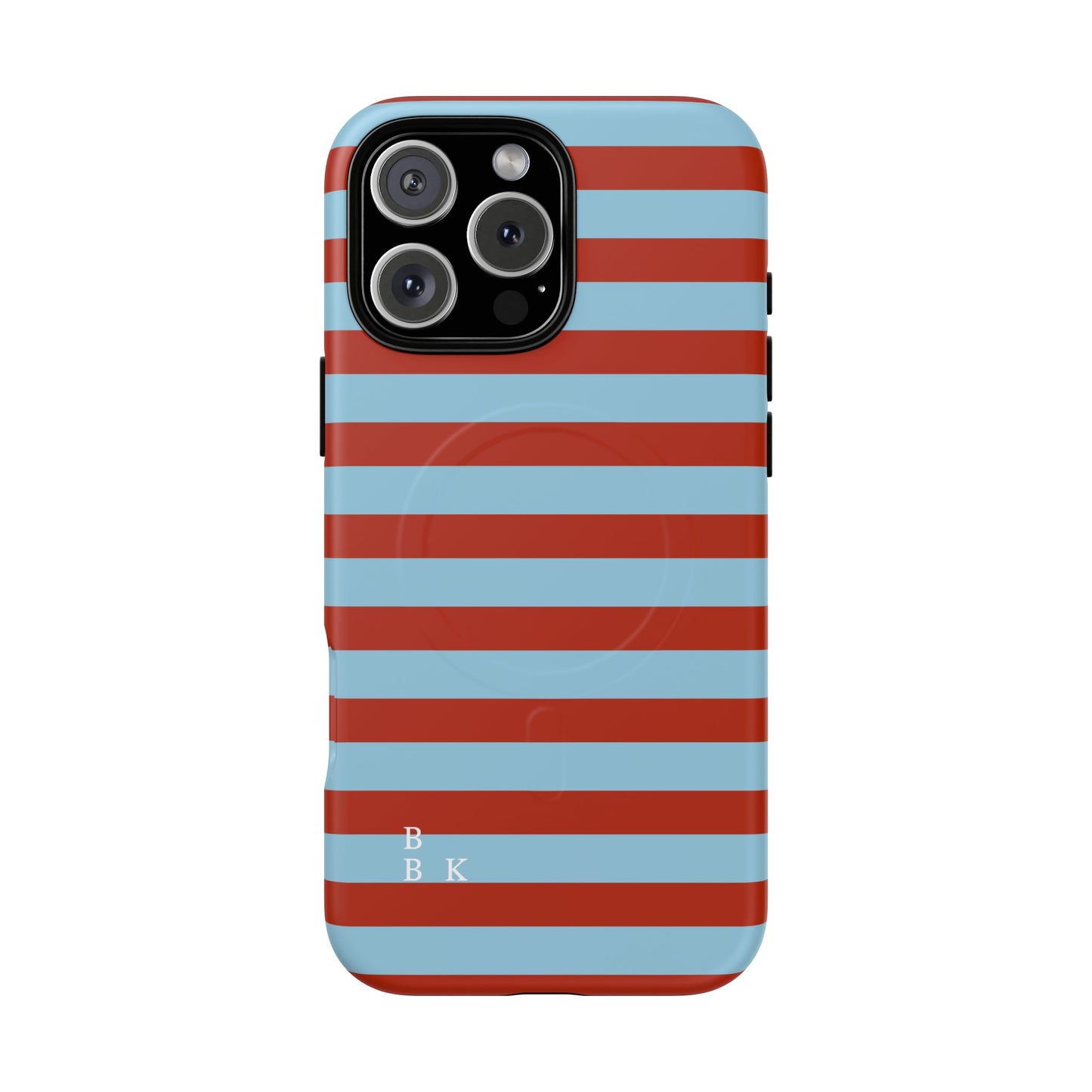 Striped Tough Magnetic Phone Case — Retro Red & Sky Blue
