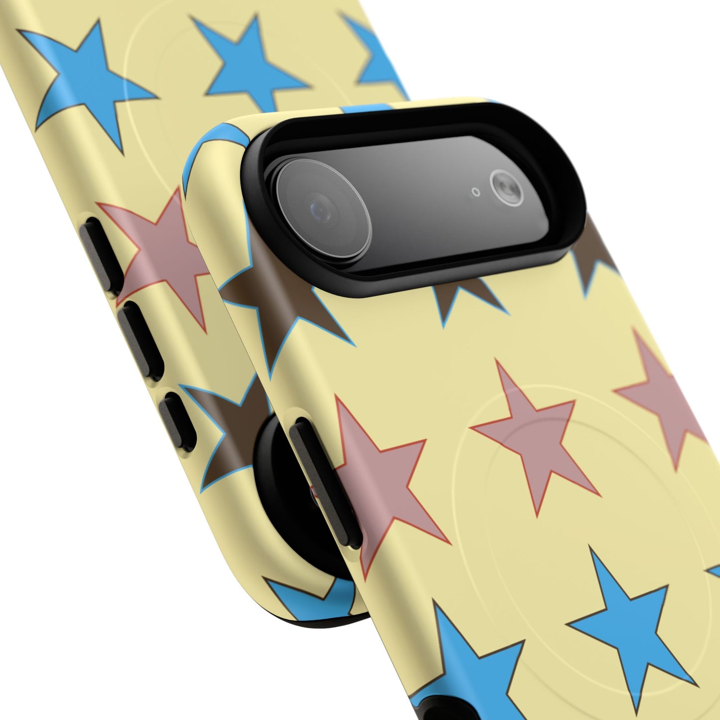 Star Pattern Tough Magnetic Phone Case — Colorful Retro Stars Protective Cover