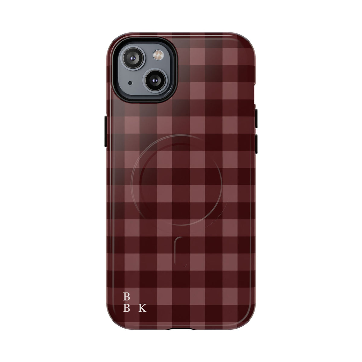 Plaid Magnetic Phone Case — Burgundy Buffalo Check Tough Protective Cover