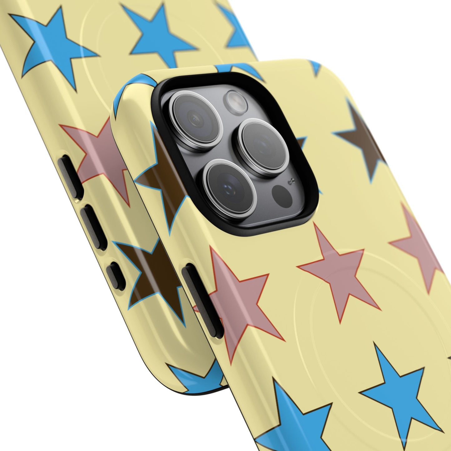 Star Pattern Tough Magnetic Phone Case — Colorful Retro Stars Protective Cover