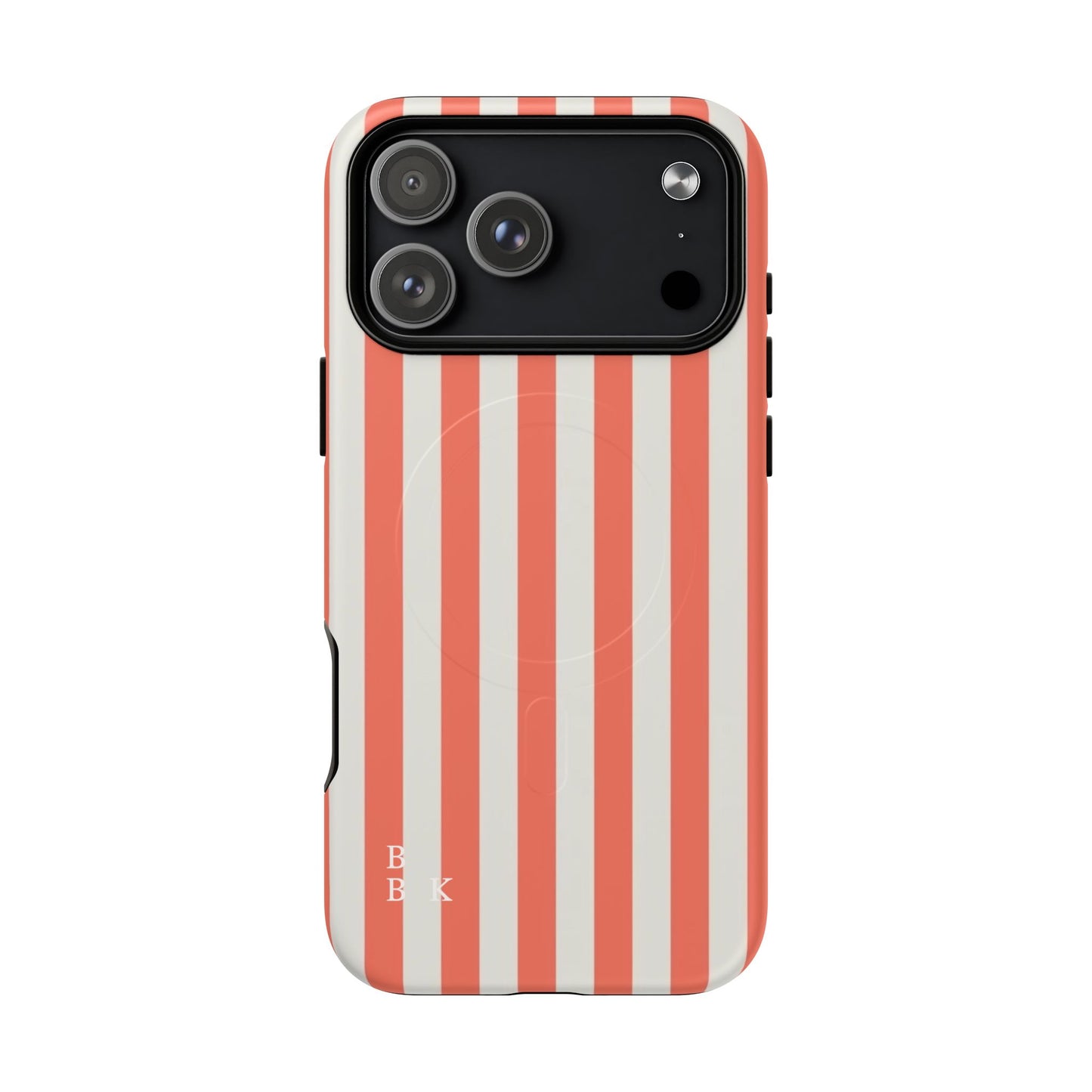 Striped Coral Magnetic Phone Case — Slim Protective Case with Vertical Red-White Stripes