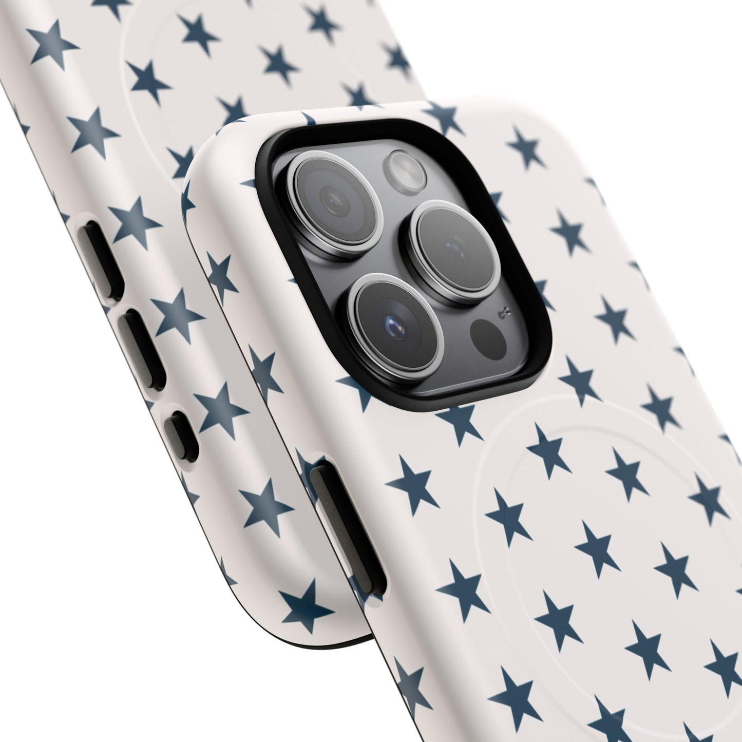 Star Pattern Tough Magnetic Phone Case — Navy Stars on White