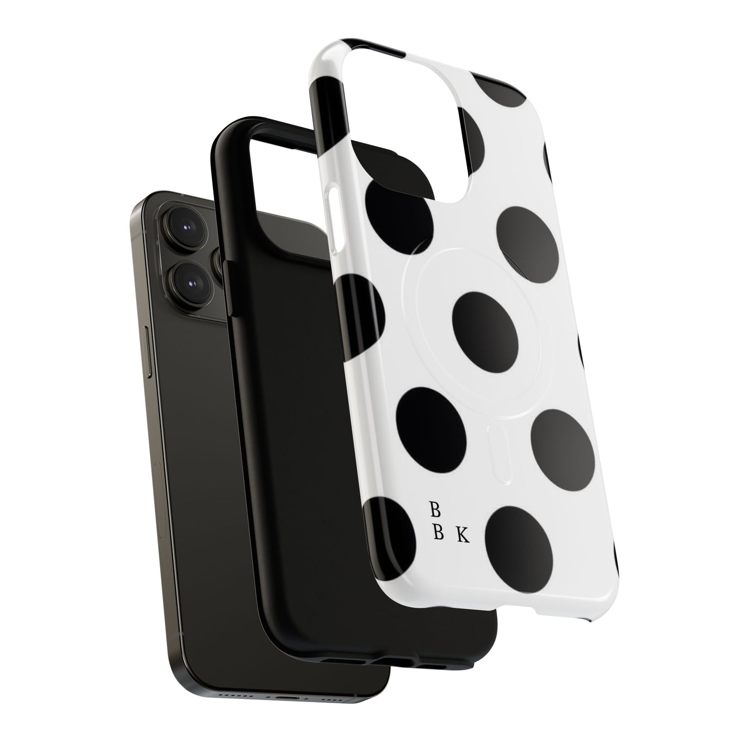 Polka Dot Magnetic Phone Case — Black & White Retro Dot Tough Case