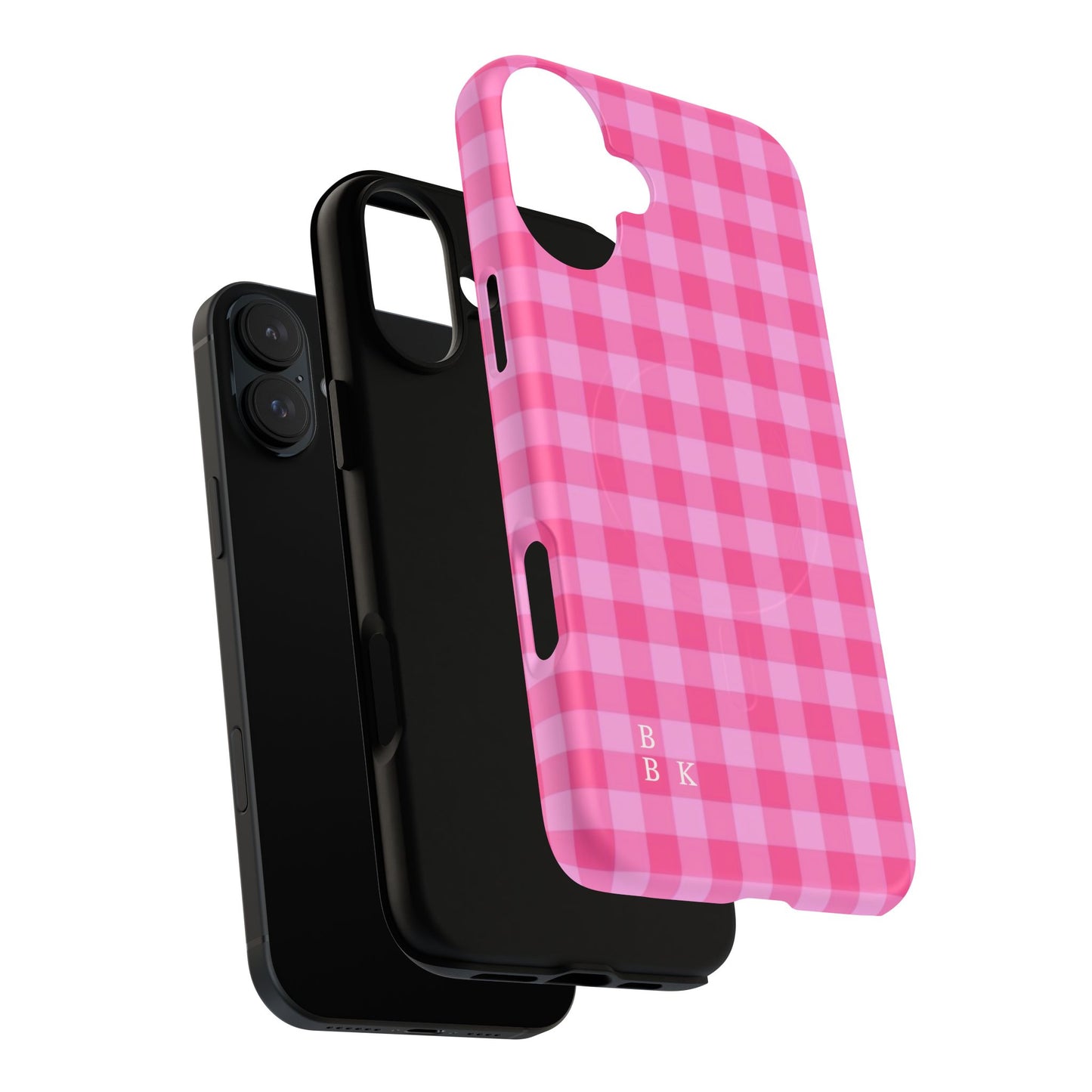 Pink Gingham Tough Magnetic Phone Case – Durable Checkered Design
