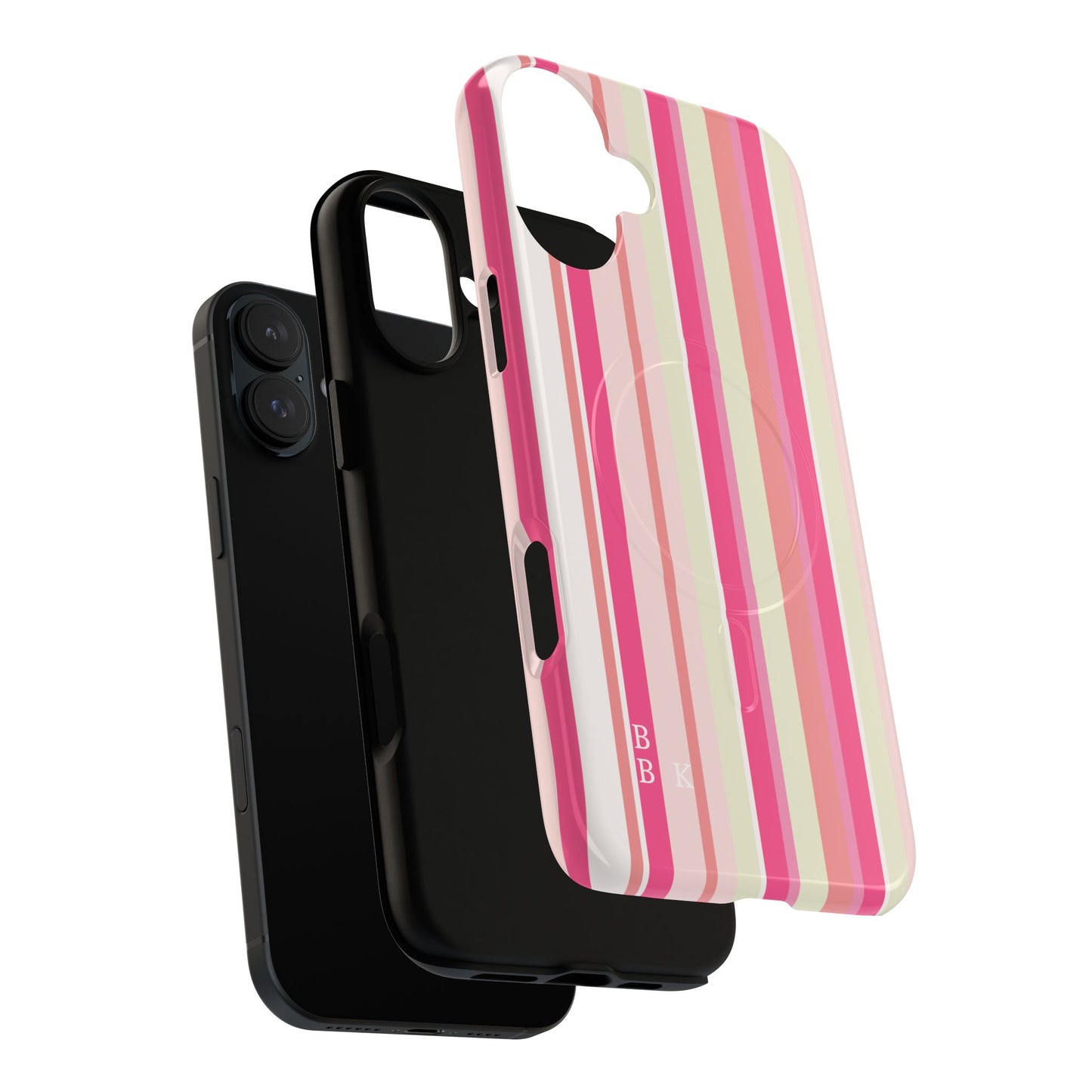 Magnetic Tough Case — Pink Striped Phone Cover (MagSafe Compatible)