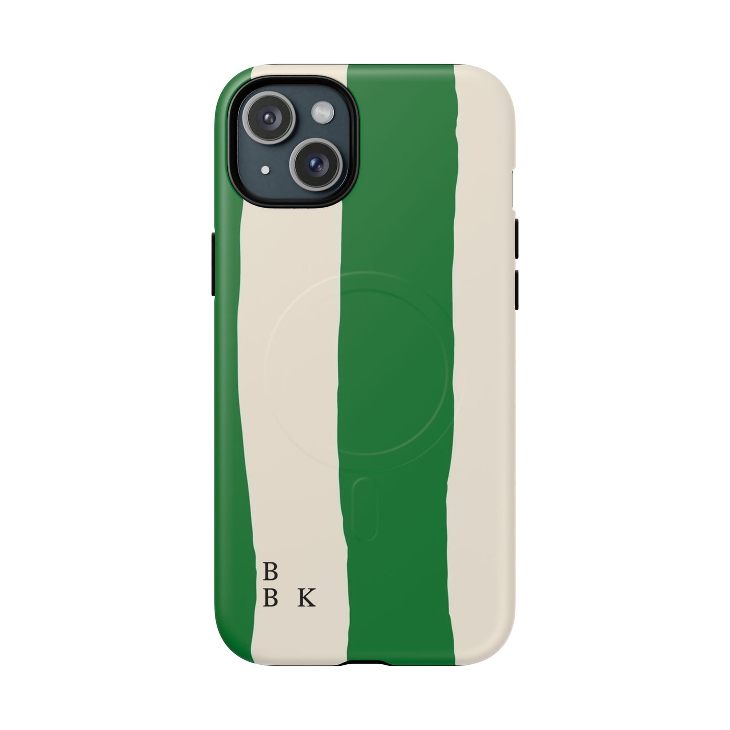 Green Stripe Tough Magnetic Phone Case — Custom Monogram BBK