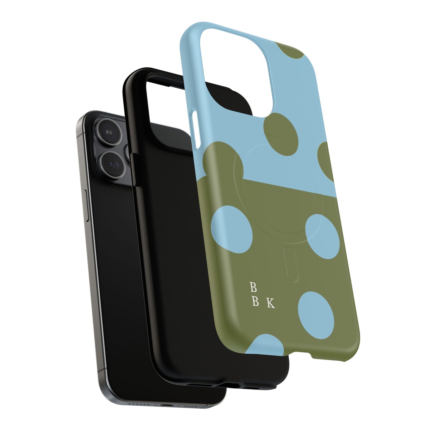 Polka Dot Magnetic Phone Case — Blue & Olive Protective Snap-On Cover