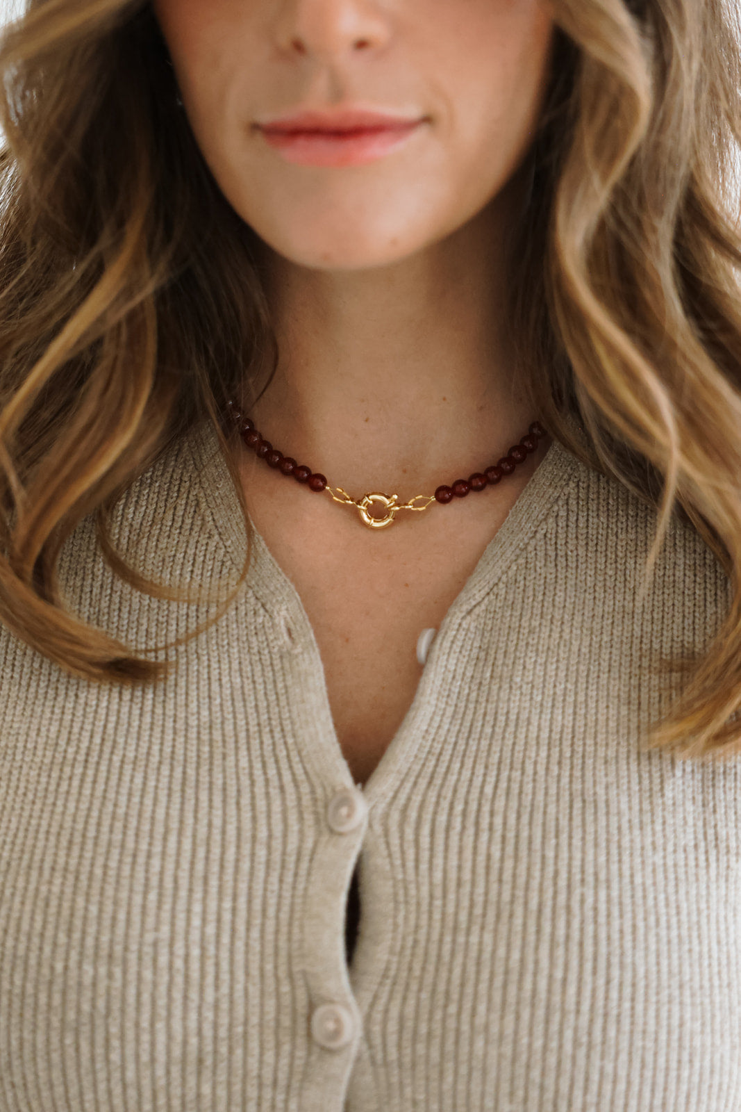 Red Agate Necklace + 15mm Springring Closure
