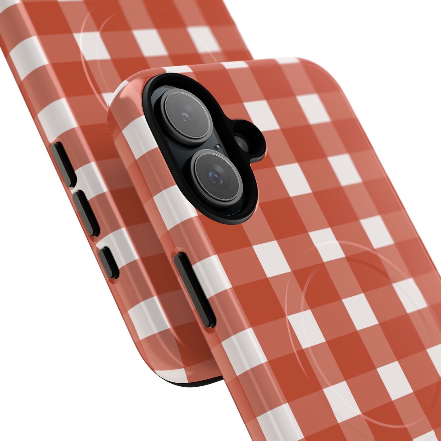 Burnt Orange Gingham Tough Magnetic Phone Case — Plaid Protective iPhone Cover