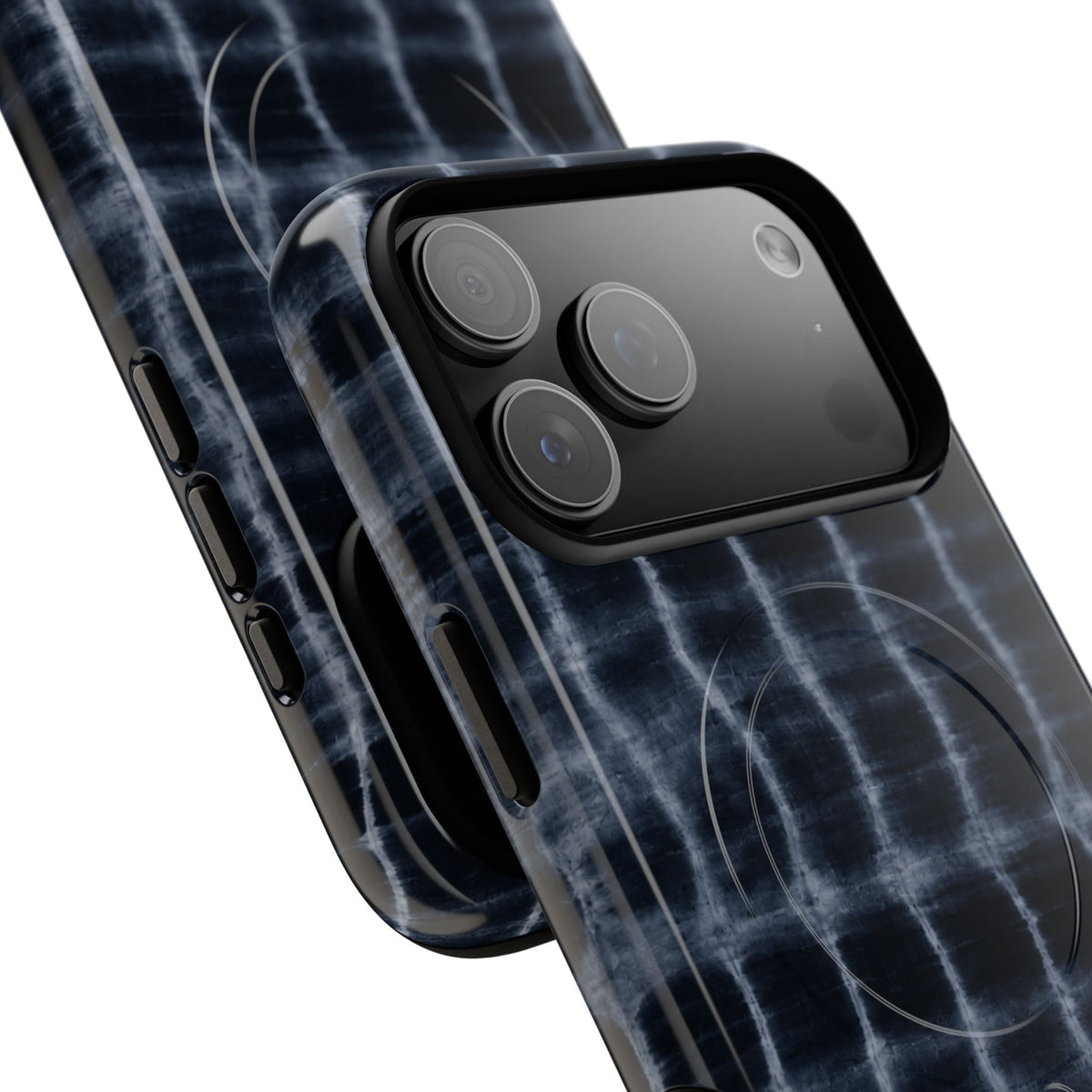 Magnetic Phone Case — Black Tie-Dye Tough Protective Cover with MagSafe