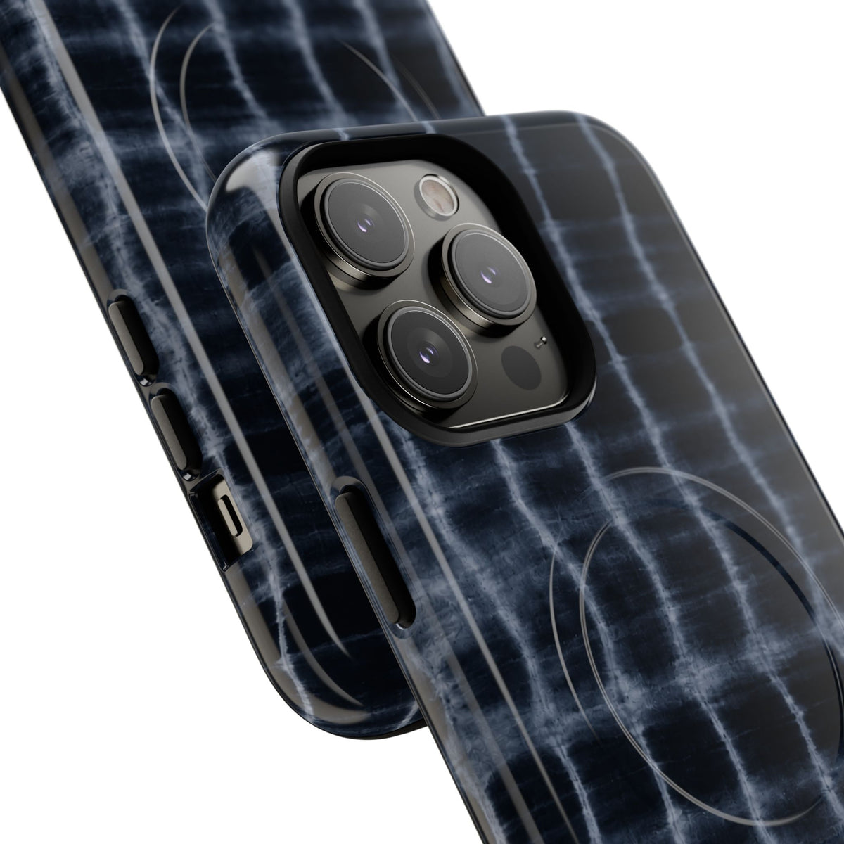 Magnetic Phone Case — Black Tie-Dye Tough Protective Cover with MagSafe
