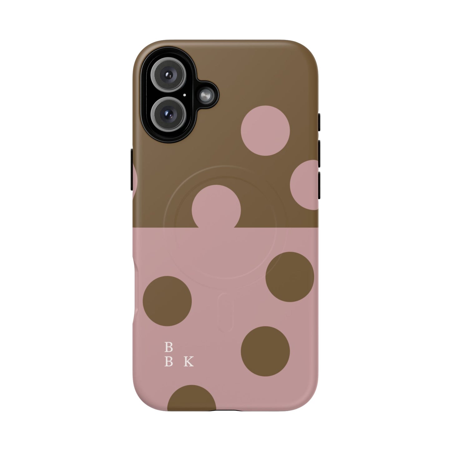 Pink + Yellow Polka Dot Magnetic Tough Case — Protective Magnetic Phone Case with 'BBK' Accent