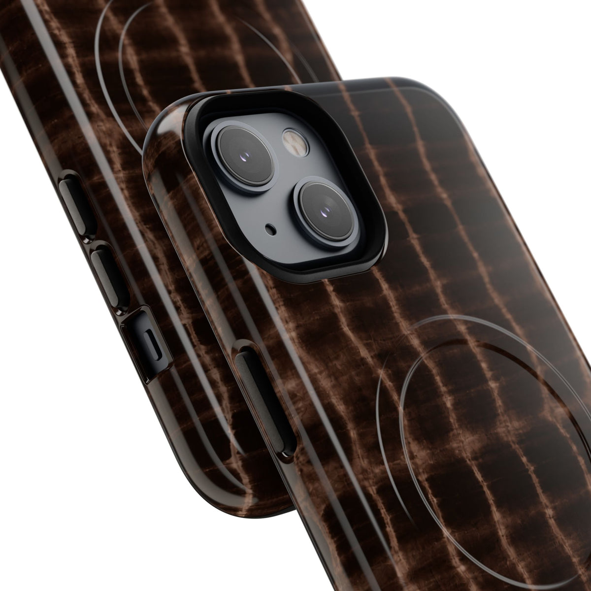 MagSafe Phone Case — Brown Croc Pattern Tough Magnetic Case