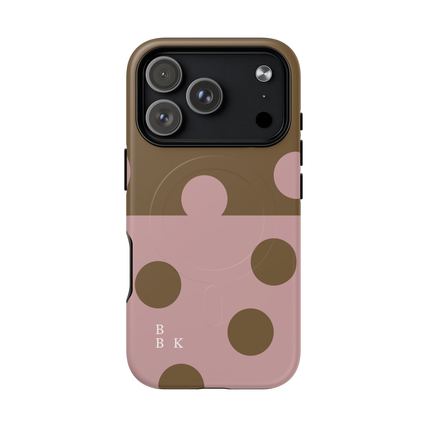 Pink + Yellow Polka Dot Magnetic Tough Case — Protective Magnetic Phone Case with 'BBK' Accent