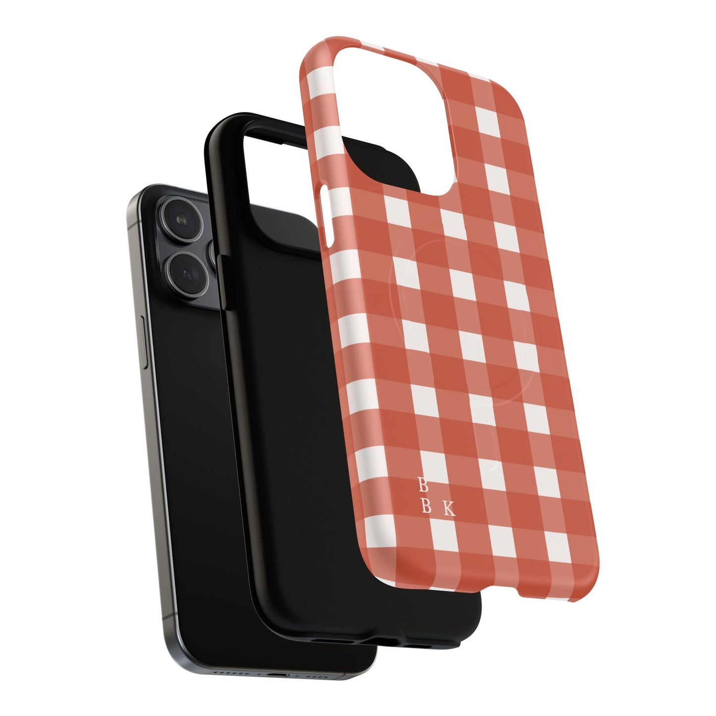 Burnt Orange Gingham Tough Magnetic Phone Case — Plaid Protective iPhone Cover