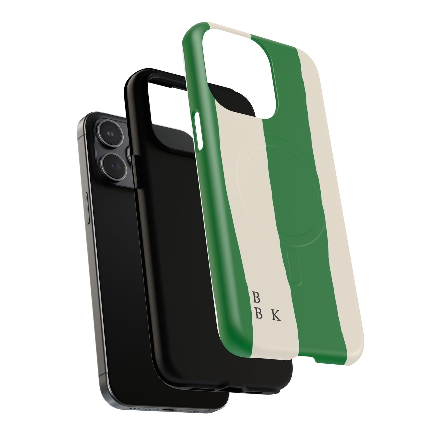 Green Stripe Tough Magnetic Phone Case — Custom Monogram BBK