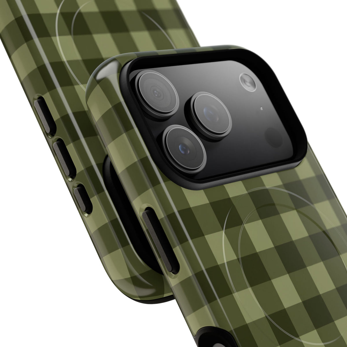 Green Buffalo Plaid Magnetic Phone Case — Tough Protective MagSafe-Compatible Case