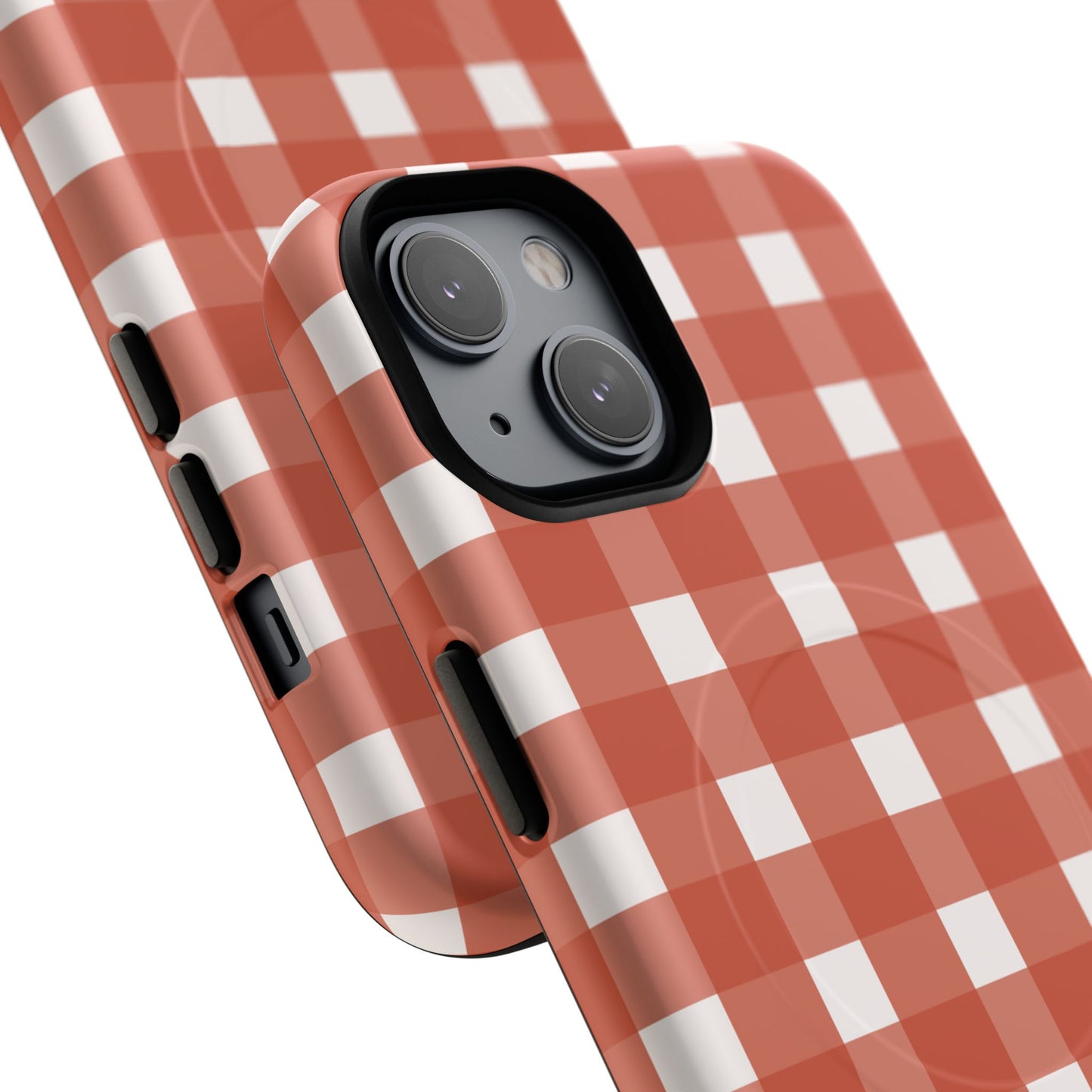 Burnt Orange Gingham Tough Magnetic Phone Case — Plaid Protective iPhone Cover