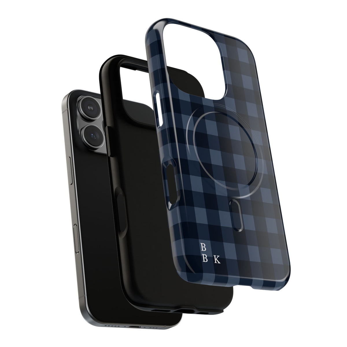 Plaid Magnetic Phone Case — Navy Buffalo Check Tough MagSafe-Compatible Case