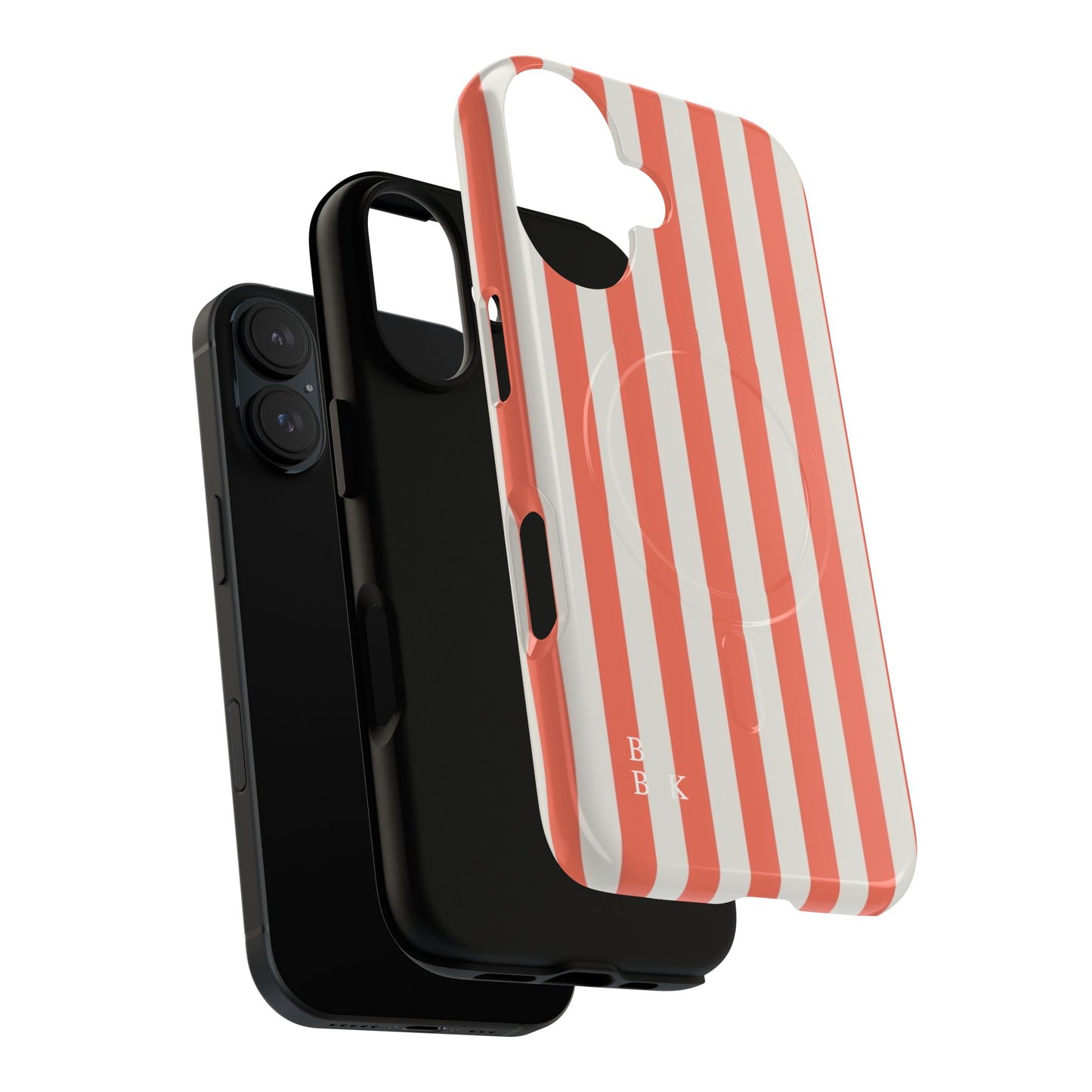 Striped Coral Magnetic Phone Case — Slim Protective Case with Vertical Red-White Stripes