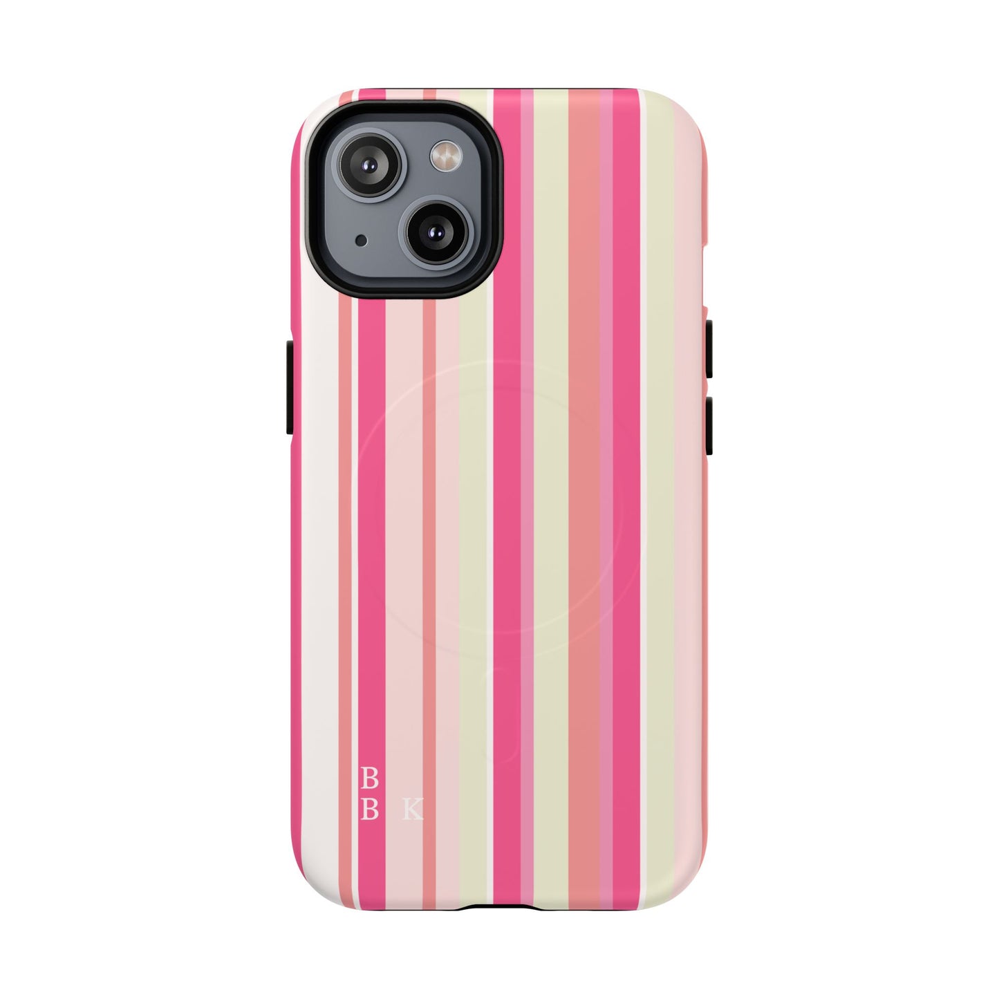 Magnetic Tough Case — Pink Striped Phone Cover (MagSafe Compatible)