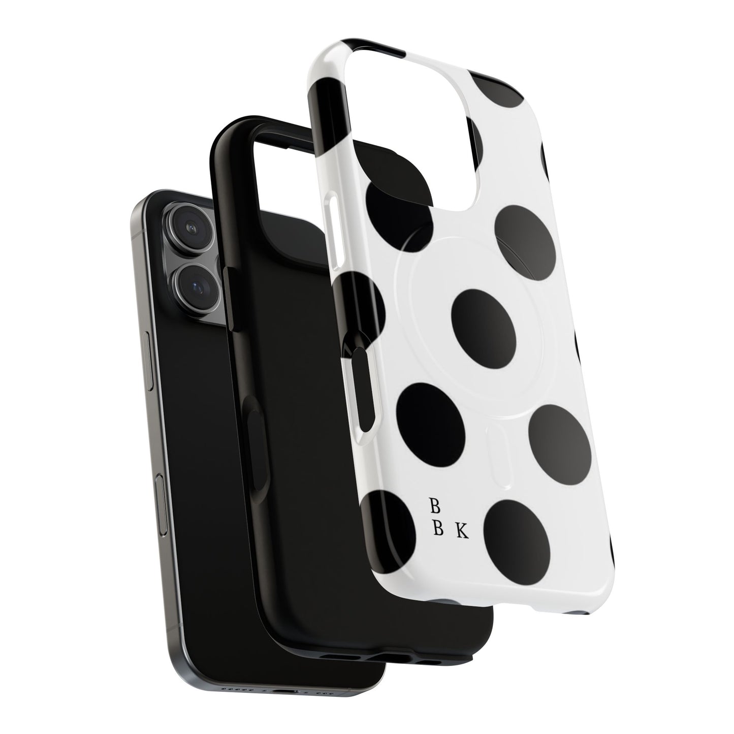 Polka Dot Magnetic Phone Case — Black & White Retro Dot Tough Case