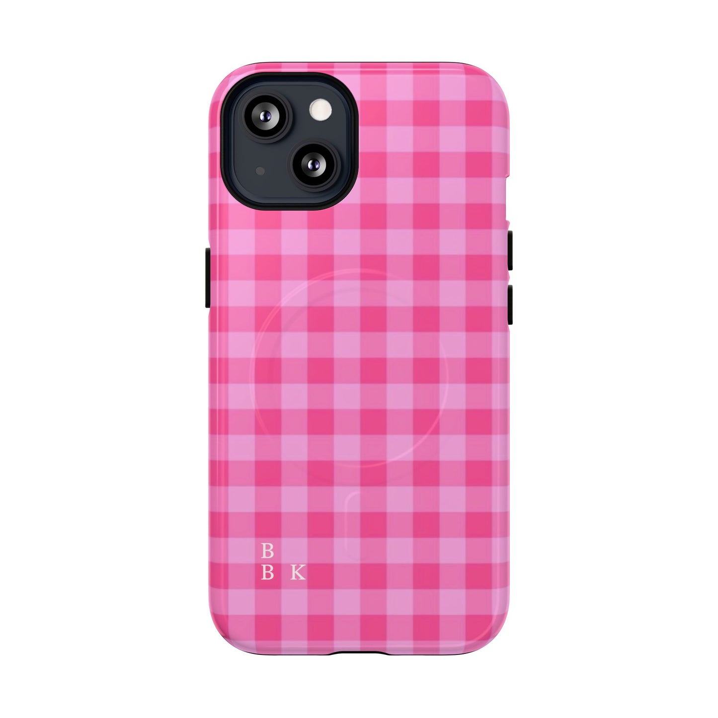 Pink Gingham Tough Magnetic Phone Case – Durable Checkered Design