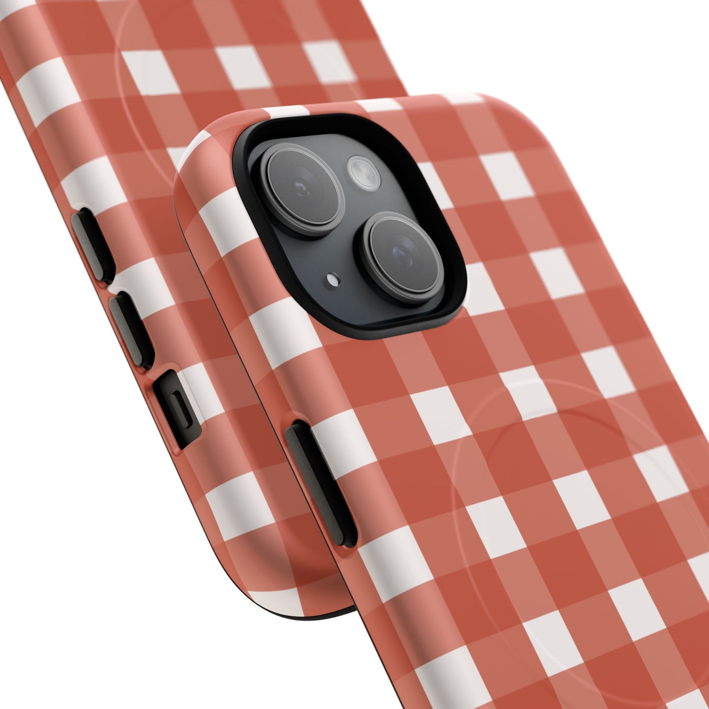 Burnt Orange Gingham Tough Magnetic Phone Case — Plaid Protective iPhone Cover