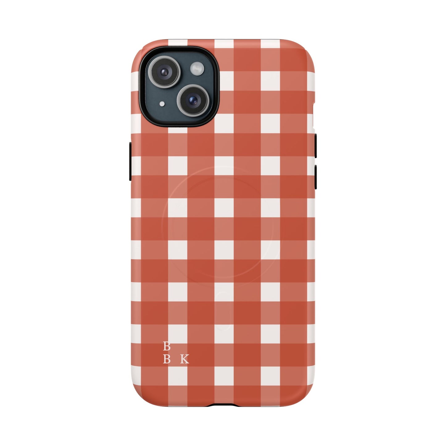 Burnt Orange Gingham Tough Magnetic Phone Case — Plaid Protective iPhone Cover
