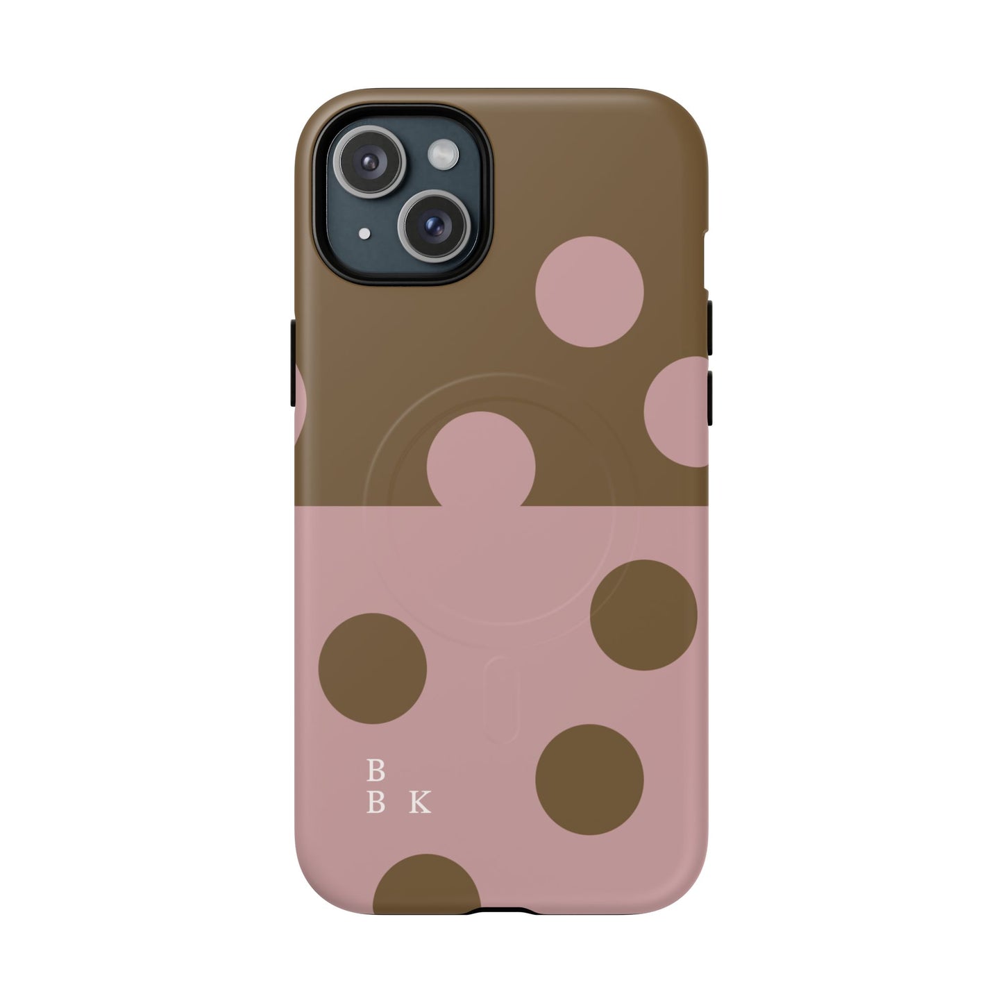 Pink + Yellow Polka Dot Magnetic Tough Case — Protective Magnetic Phone Case with 'BBK' Accent