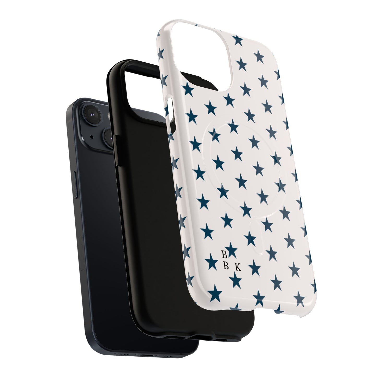 Star Pattern Tough Magnetic Phone Case — Navy Stars on White