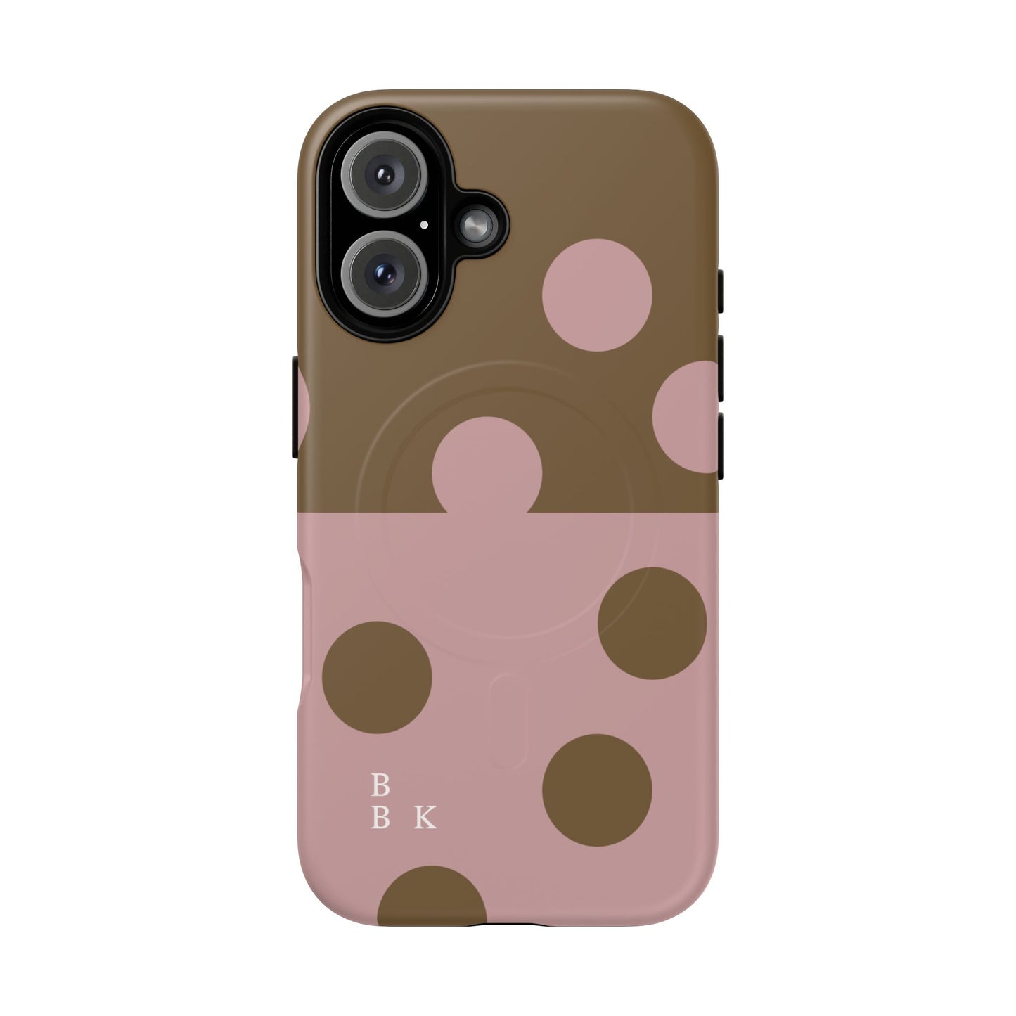 Pink + Yellow Polka Dot Magnetic Tough Case — Protective Magnetic Phone Case with 'BBK' Accent