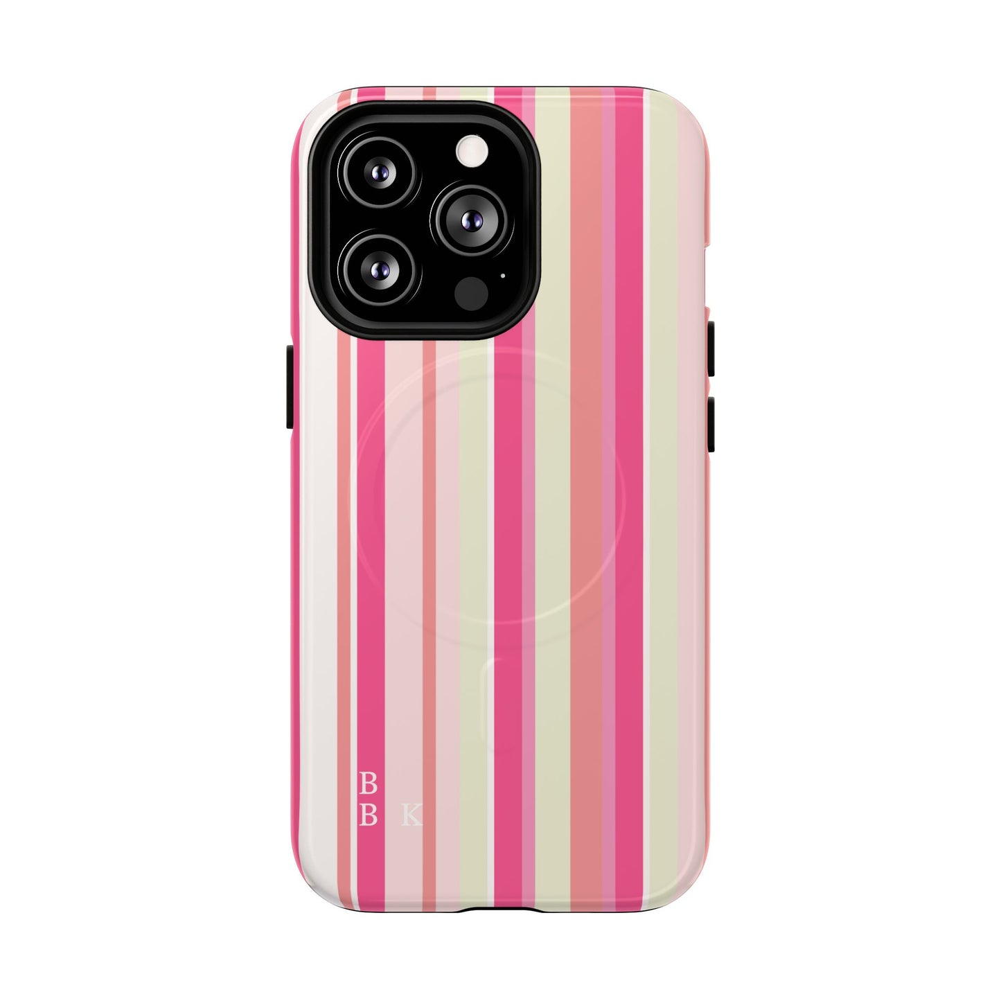Magnetic Tough Case — Pink Striped Phone Cover (MagSafe Compatible)