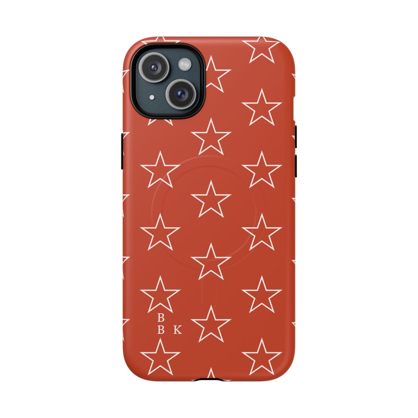 Star Pattern Tough Magnetic Phone Case — Rust Red Protective iPhone Cover