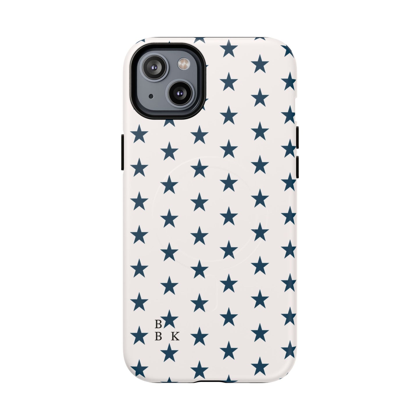 Star Pattern Tough Magnetic Phone Case — Navy Stars on White