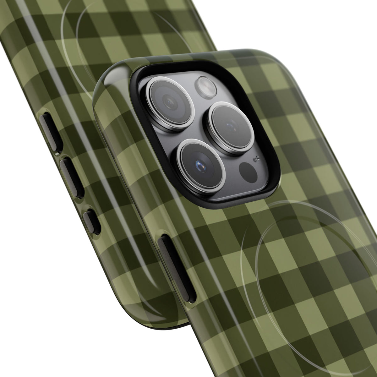 Green Buffalo Plaid Magnetic Phone Case — Tough Protective MagSafe-Compatible Case