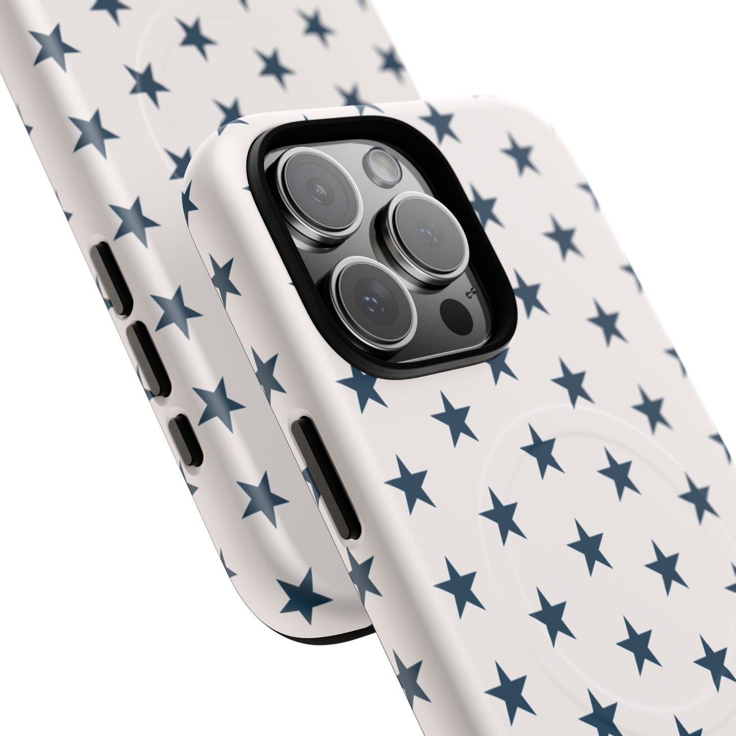 Star Pattern Tough Magnetic Phone Case — Navy Stars on White