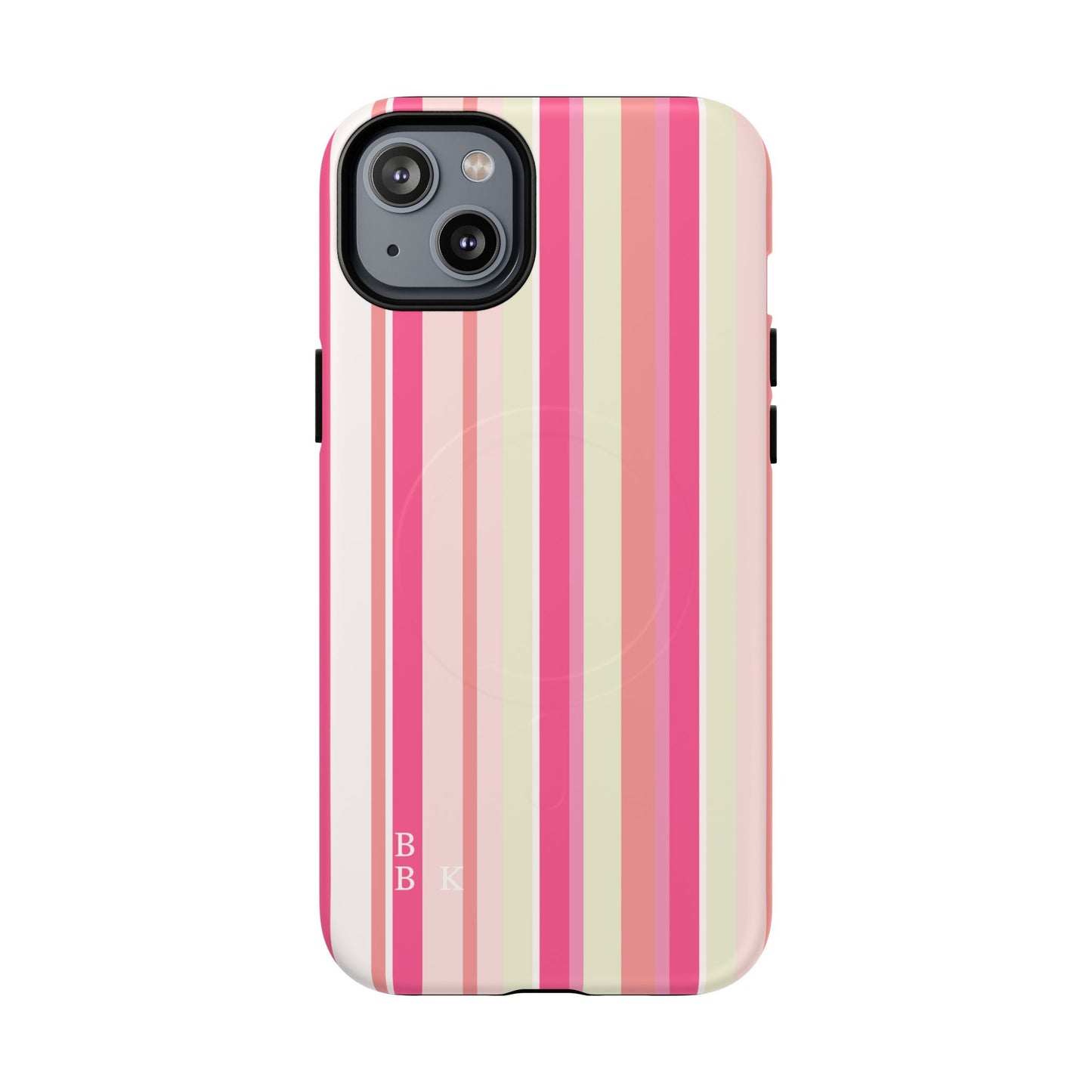 Magnetic Tough Case — Pink Striped Phone Cover (MagSafe Compatible)