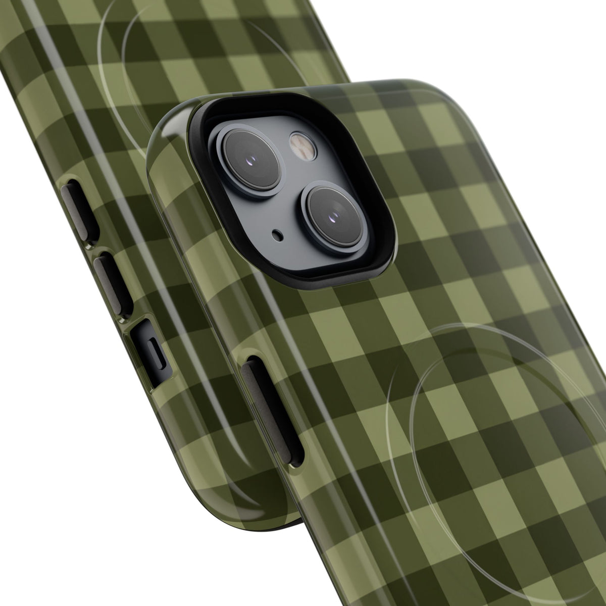Green Buffalo Plaid Magnetic Phone Case — Tough Protective MagSafe-Compatible Case