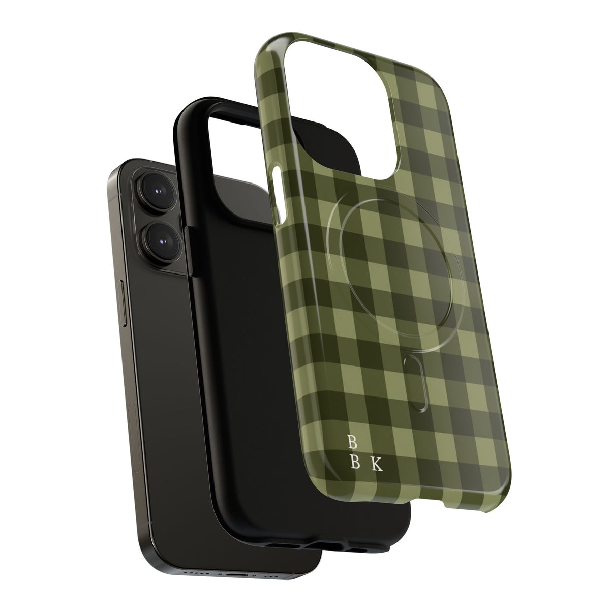 Green Buffalo Plaid Magnetic Phone Case — Tough Protective MagSafe-Compatible Case