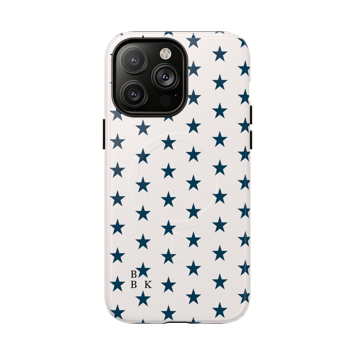 Star Pattern Tough Magnetic Phone Case — Navy Stars on White