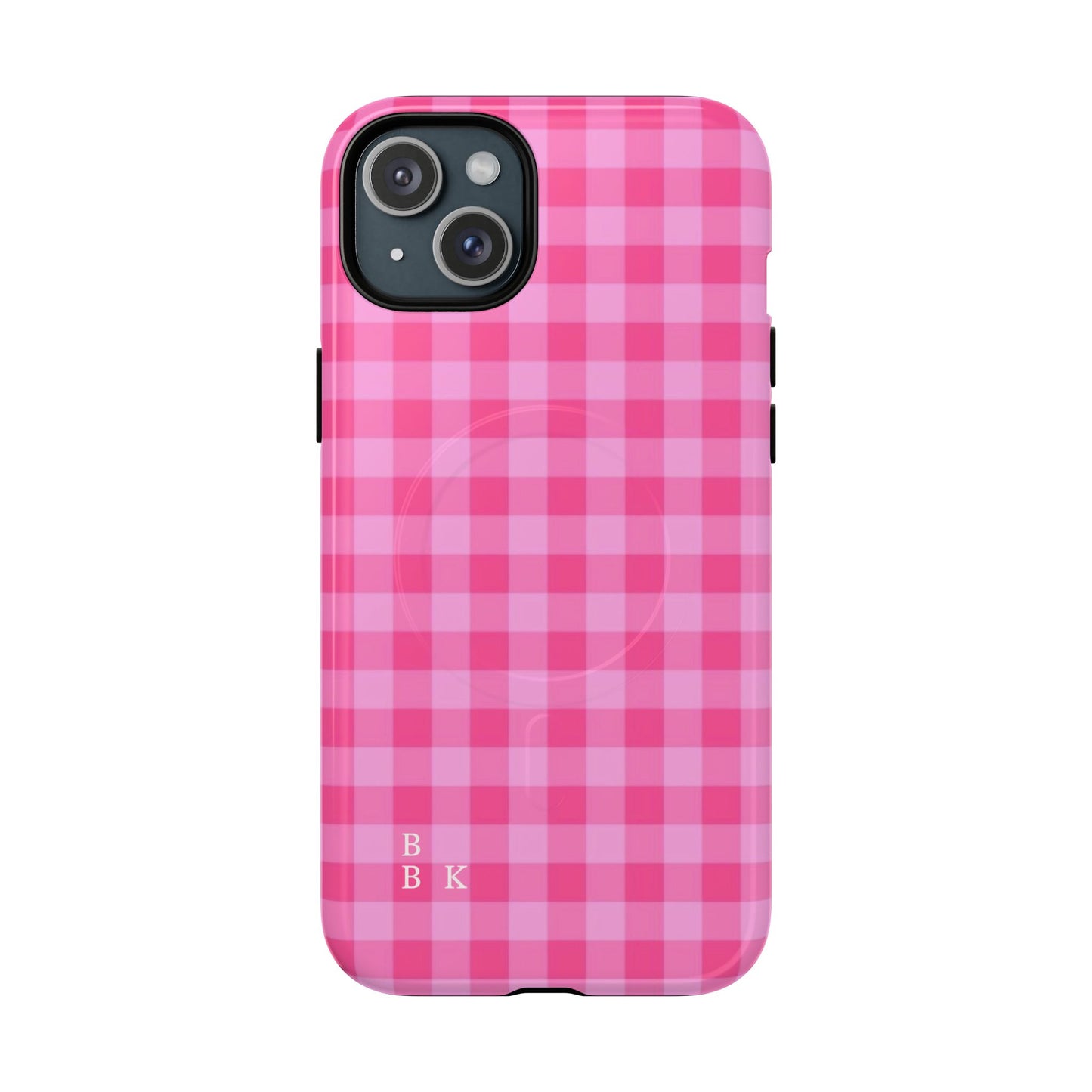 Pink Gingham Tough Magnetic Phone Case – Durable Checkered Design