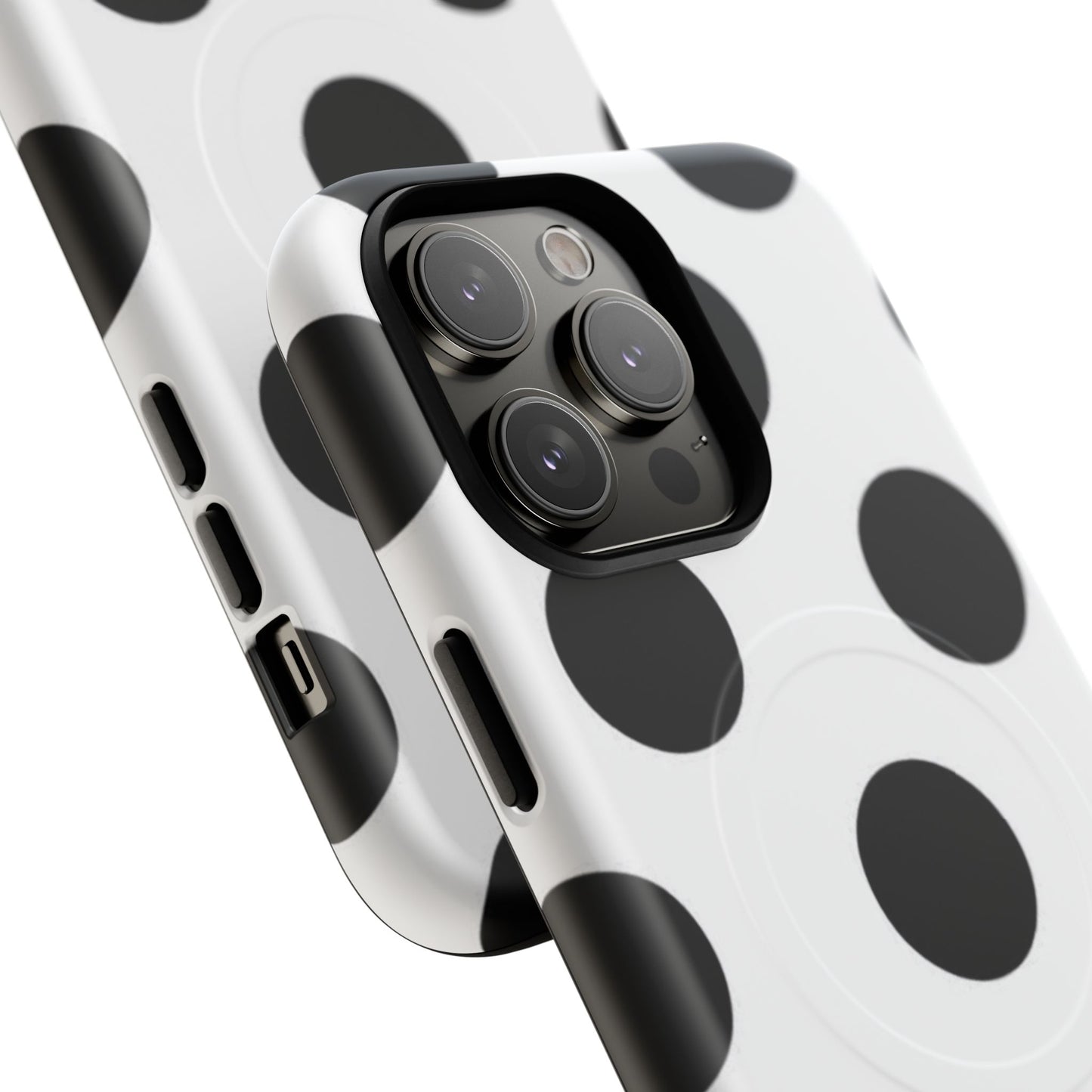Polka Dot Magnetic Phone Case — Black & White Retro Dot Tough Case